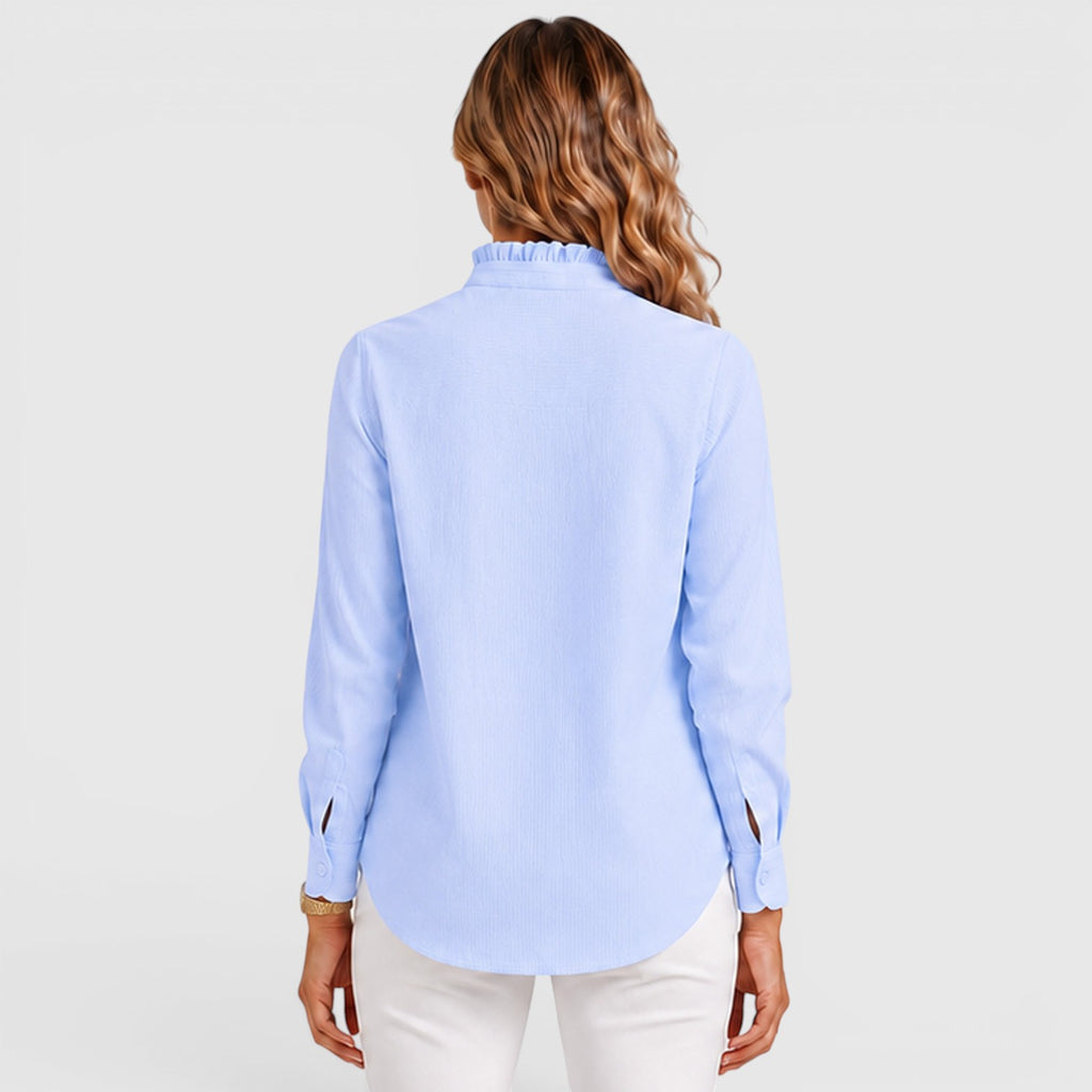 Monvaline | Women's Striped Button-Up Lightweight Blouse