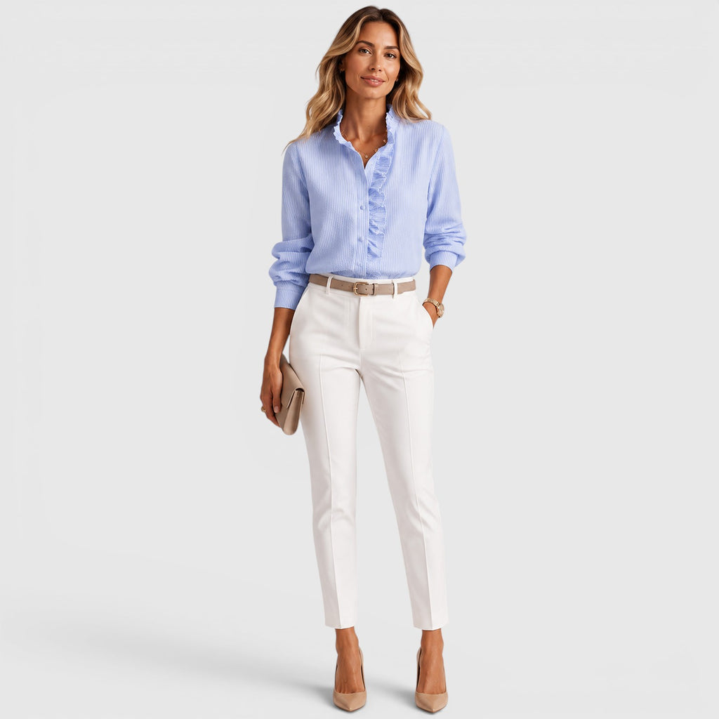 Monvaline | Women's Striped Button-Up Lightweight Blouse