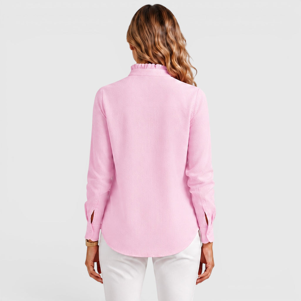 Monvaline | Women's Striped Button-Up Lightweight Blouse