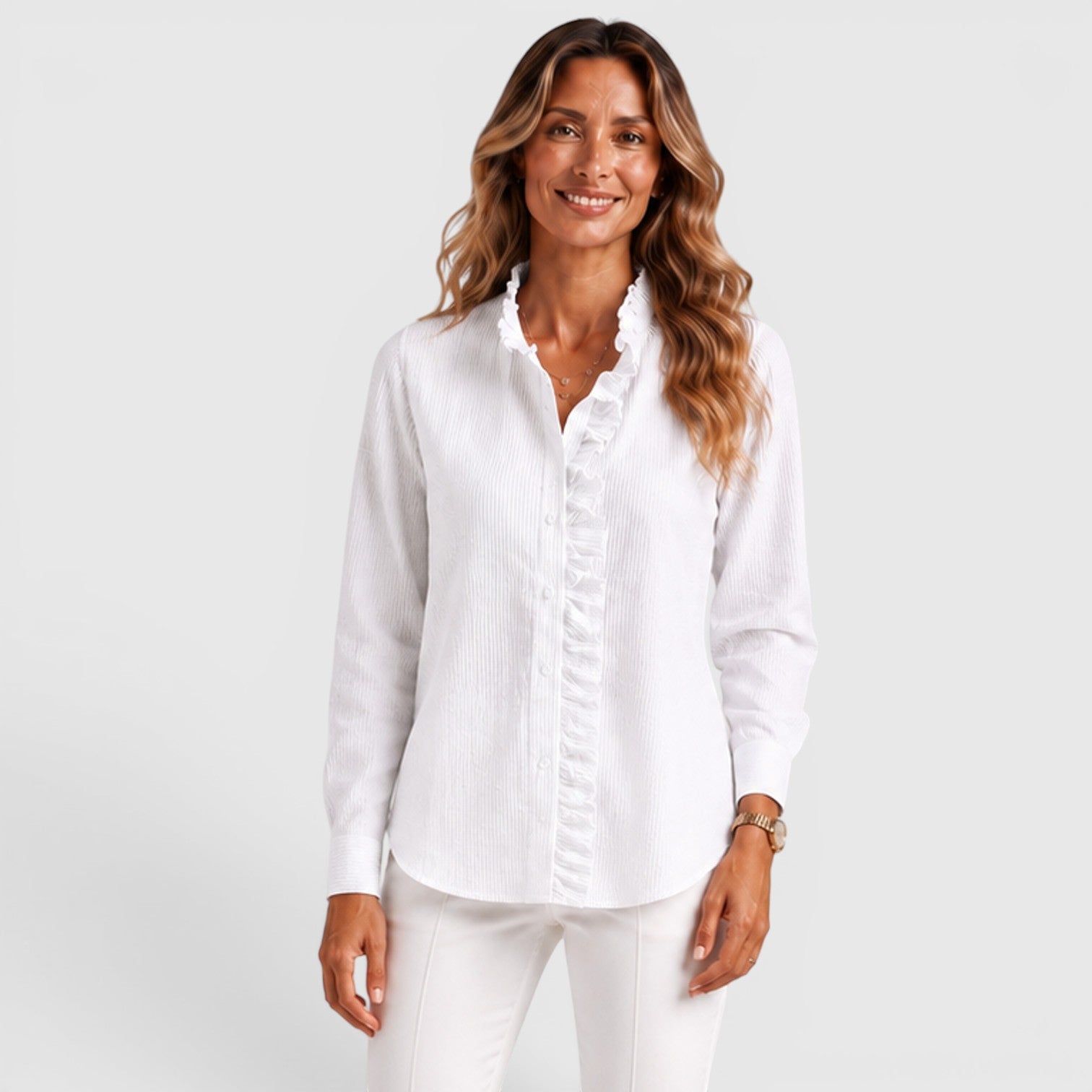 Monvaline | Women's Striped Button-Up Lightweight Blouse
