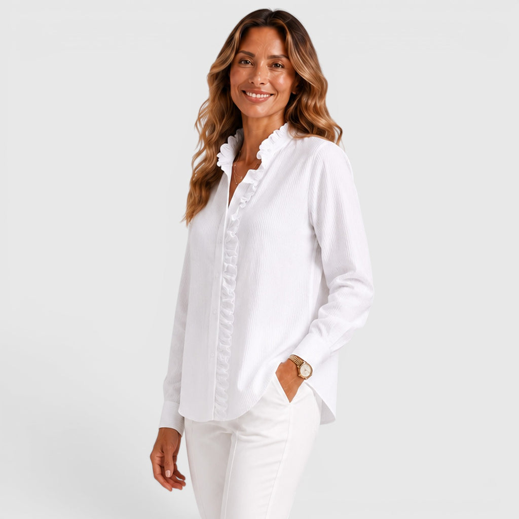 Monvaline | Women's Striped Button-Up Lightweight Blouse