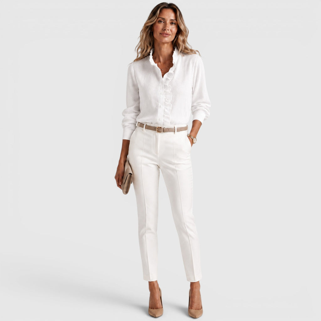 Monvaline | Women's Striped Button-Up Lightweight Blouse