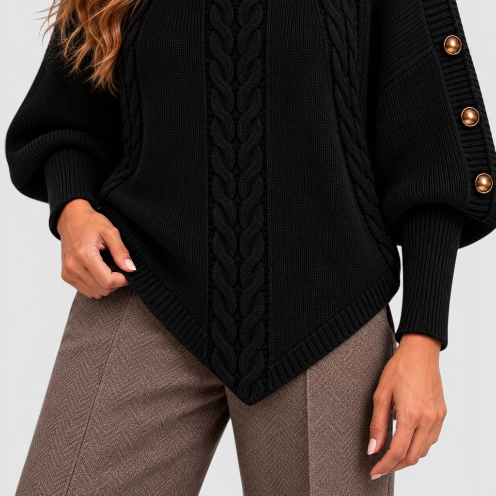 Monvaline | Women's Cable Knit Turtleneck Sweater for Autumn & Winter