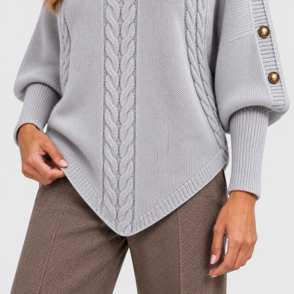 Monvaline | Women's Cable Knit Turtleneck Sweater for Autumn & Winter