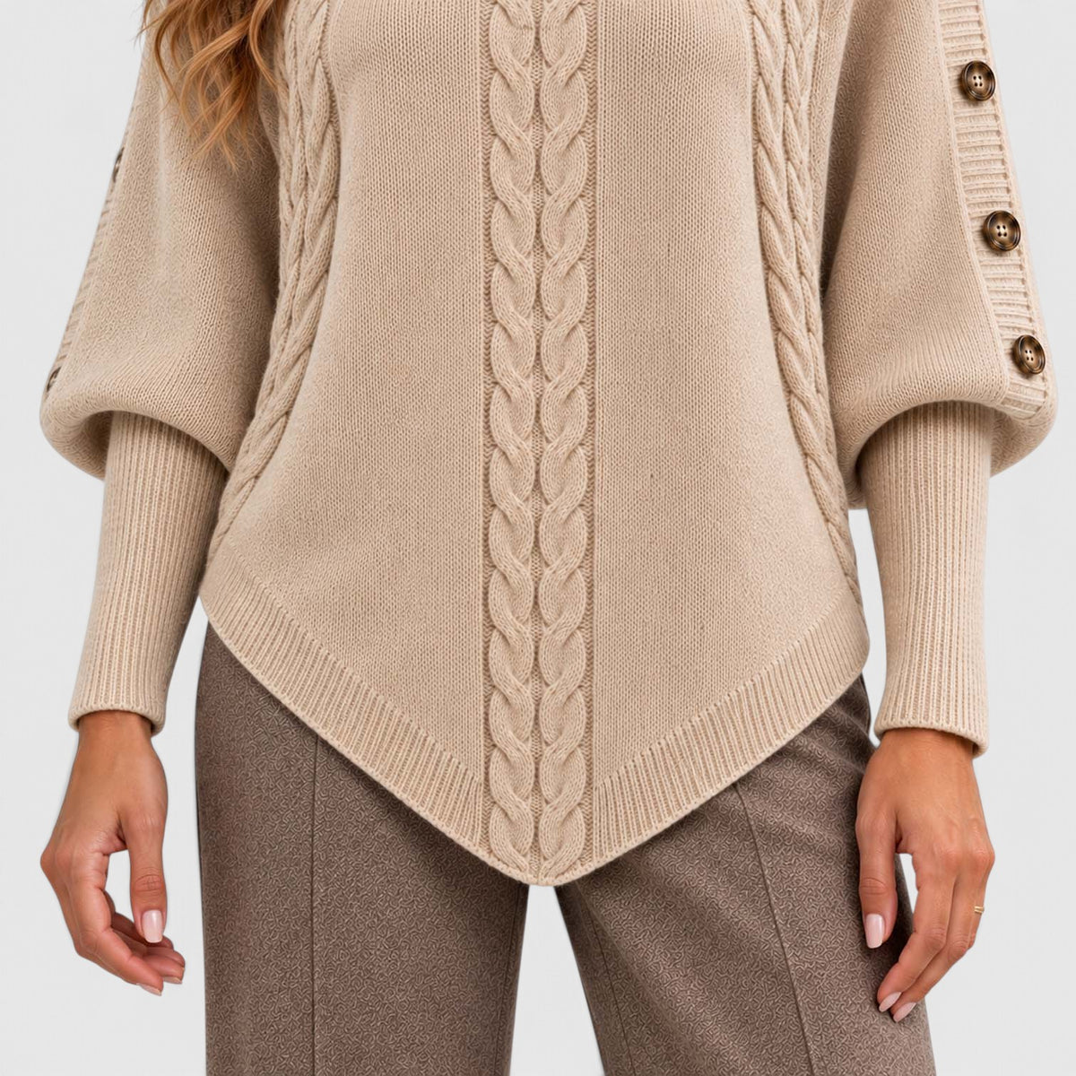 Monvaline | Women's Cable Knit Turtleneck Sweater for Autumn & Winter
