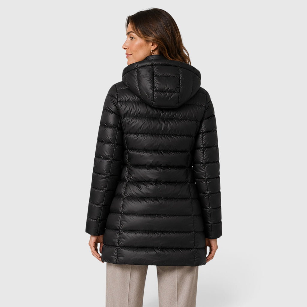 Monvaline | Women's Cashmere Blend Lightweight Slim Fit Hooded Puffer Jacket