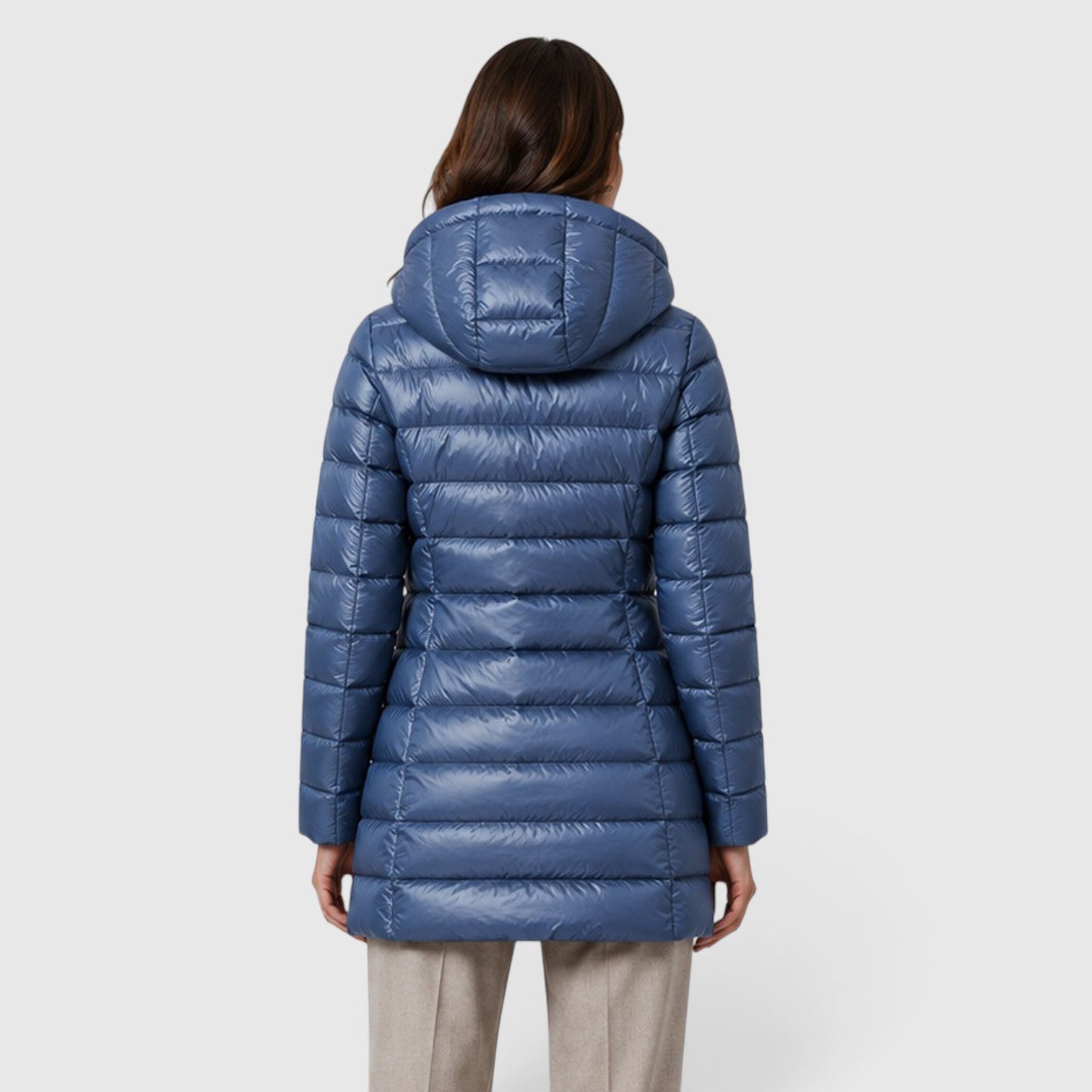 Monvaline | Women's Cashmere Blend Lightweight Slim Fit Hooded Puffer Jacket