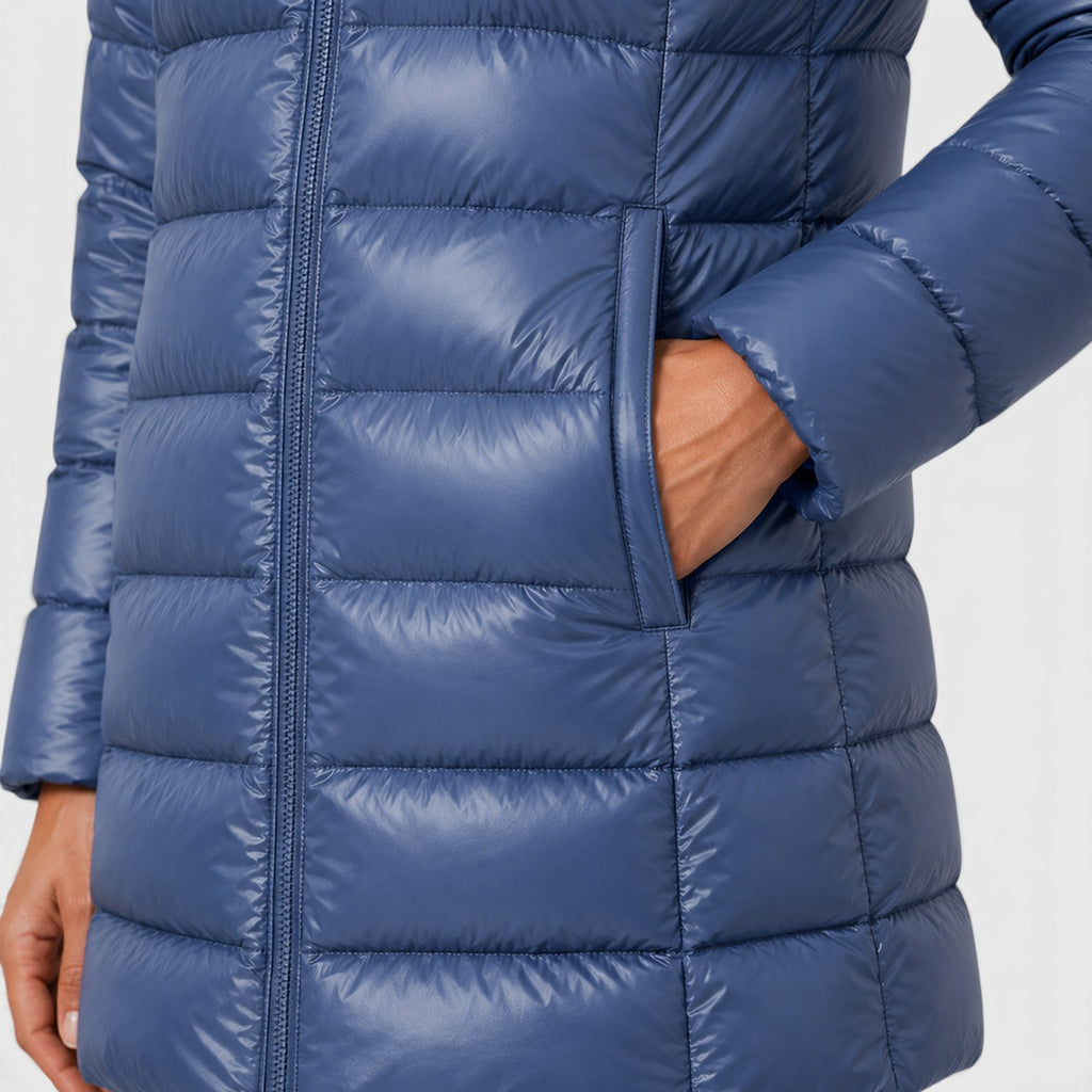 Monvaline | Women's Cashmere Blend Lightweight Slim Fit Hooded Puffer Jacket