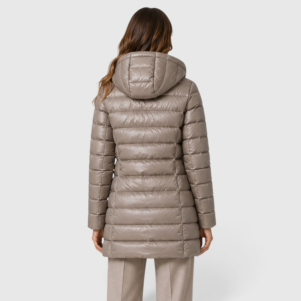 Monvaline | Women's Cashmere Blend Lightweight Slim Fit Hooded Puffer Jacket