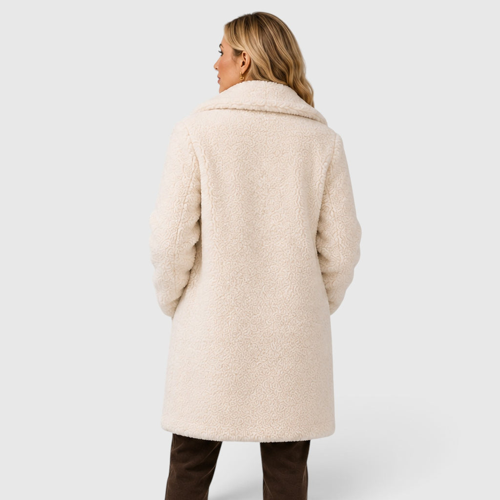 Monvaline | Women's Cashmere Fur Collar Coat – Warm Loose Fit