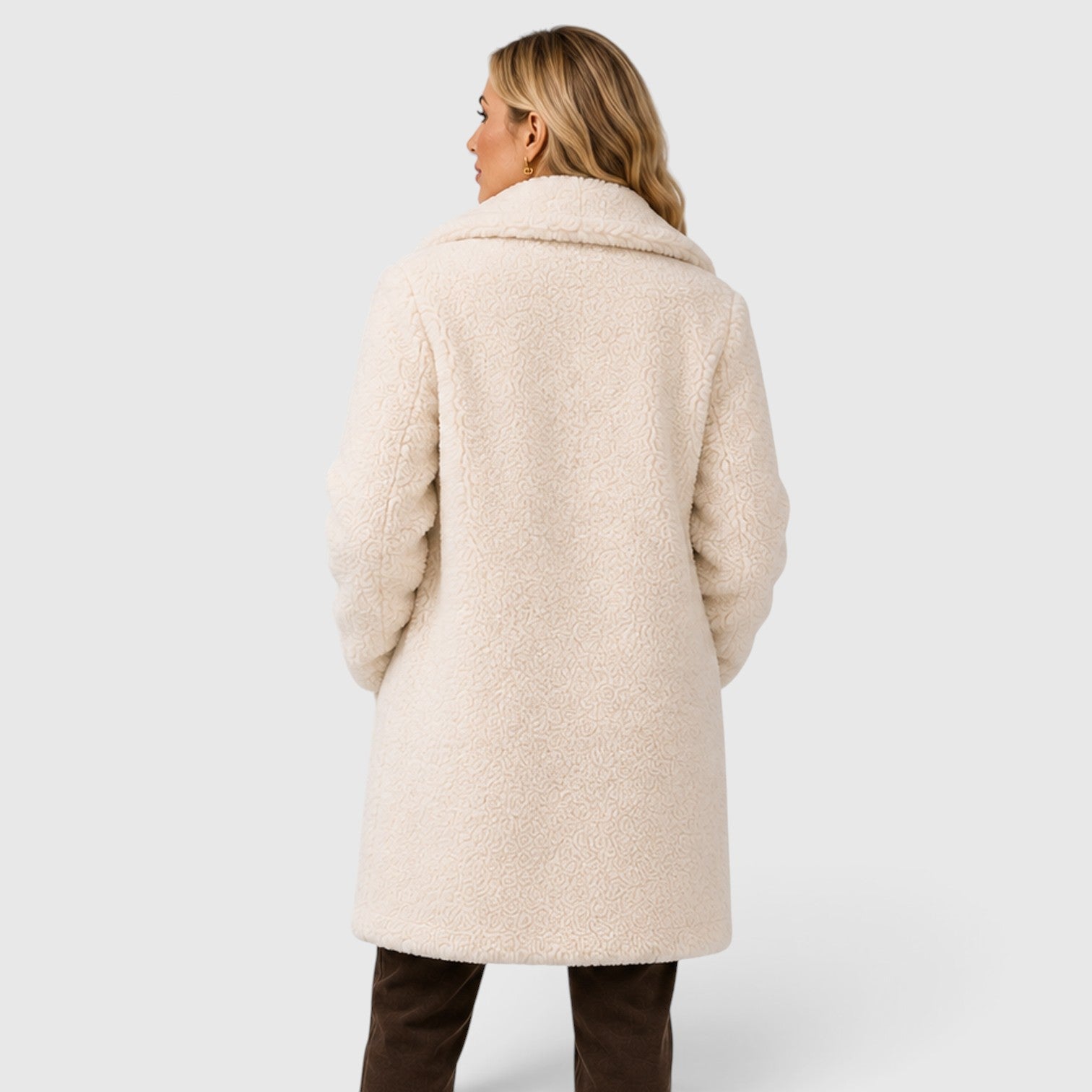 Monvaline | Women's Cashmere Fur Collar Coat – Warm Loose Fit