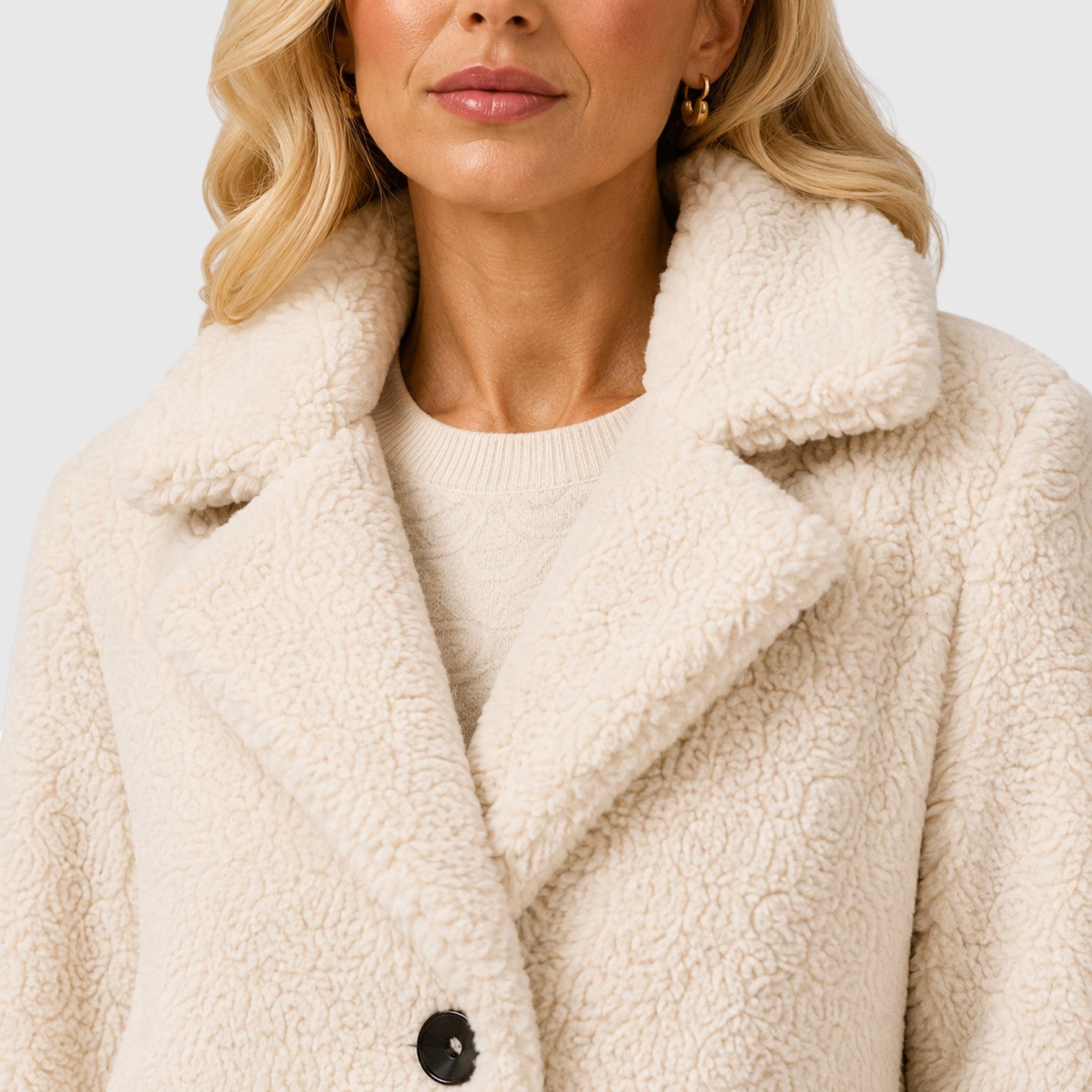 Monvaline | Women's Cashmere Fur Collar Coat – Warm Loose Fit