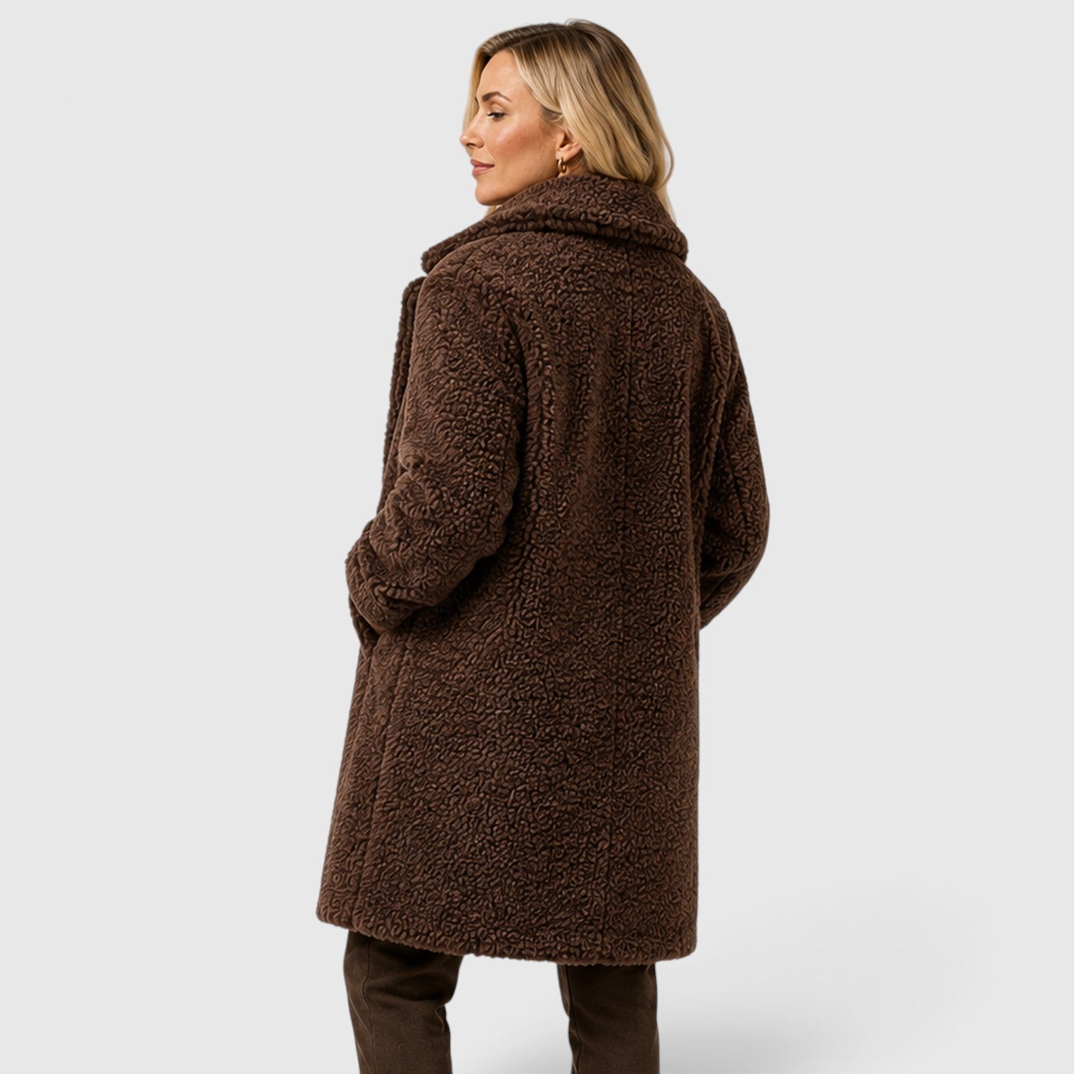 Monvaline | Women's Cashmere Fur Collar Coat – Warm Loose Fit