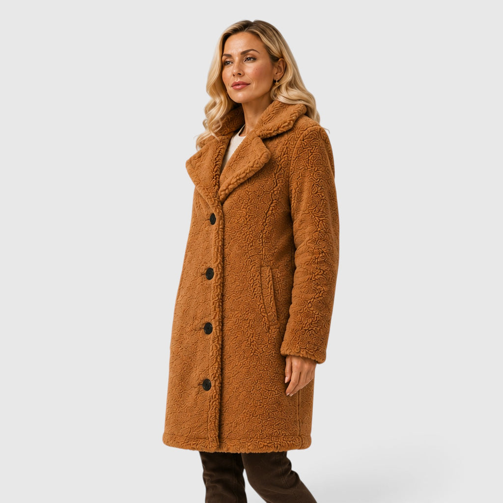 Monvaline | Women's Cashmere Fur Collar Coat – Warm Loose Fit
