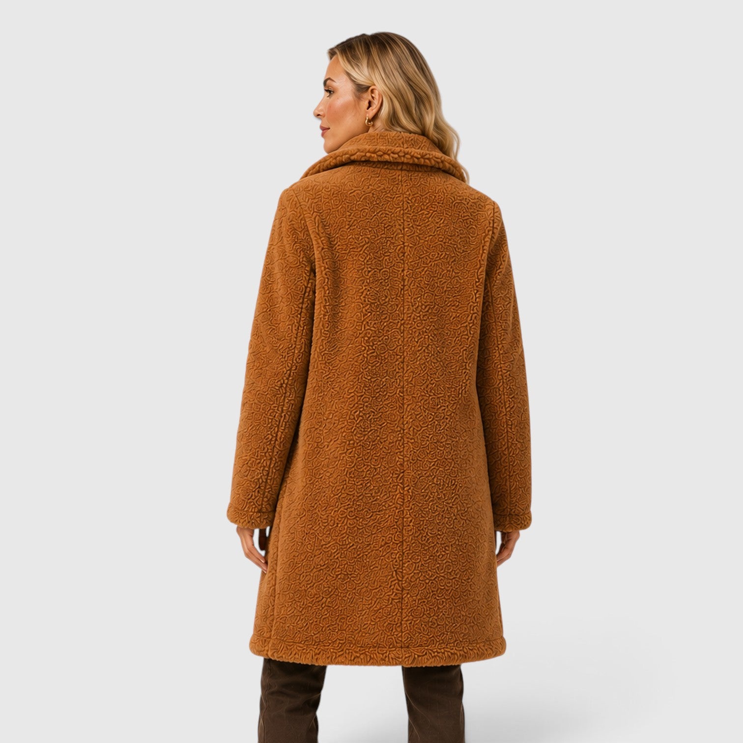 Monvaline | Women's Cashmere Fur Collar Coat – Warm Loose Fit