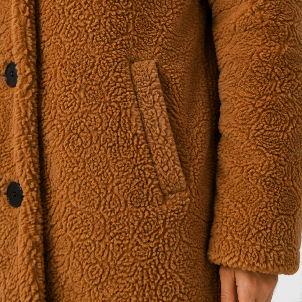 Monvaline | Women's Cashmere Fur Collar Coat – Warm Loose Fit