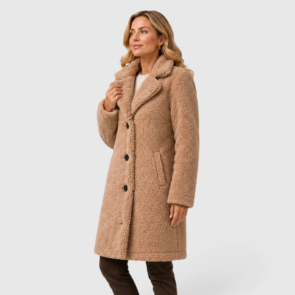 Monvaline | Women's Cashmere Fur Collar Coat – Warm Loose Fit