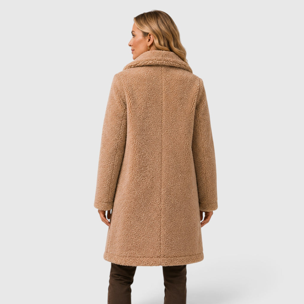 Monvaline | Women's Cashmere Fur Collar Coat – Warm Loose Fit