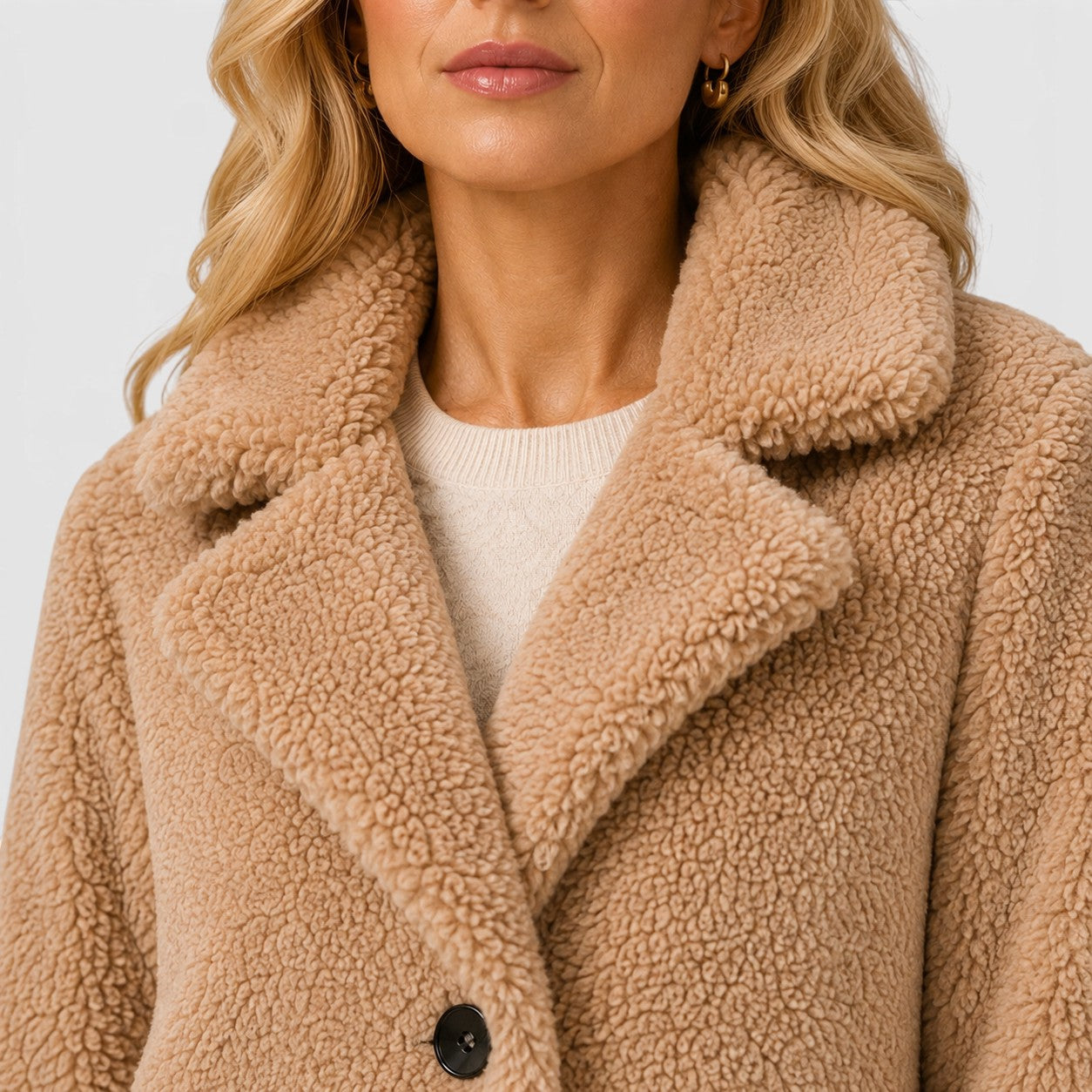 Monvaline | Women's Cashmere Fur Collar Coat – Warm Loose Fit