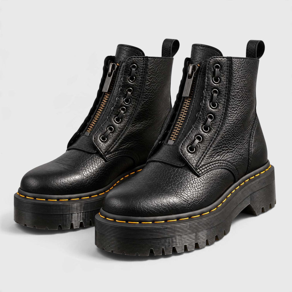 Monvaline | Women's Chunky Ankle Boots with Front Zip and Platform Sole