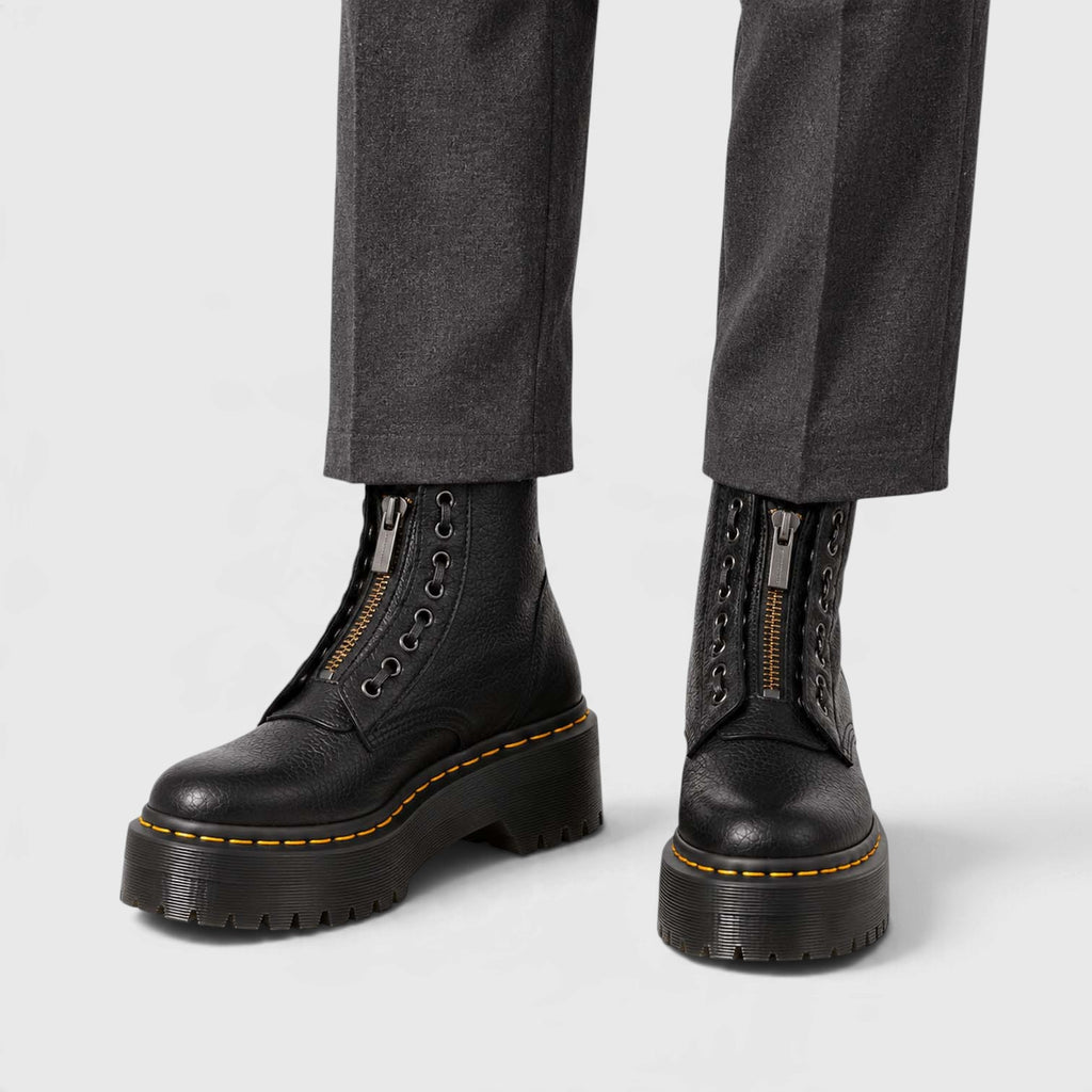 Monvaline | Women's Chunky Ankle Boots with Front Zip and Platform Sole