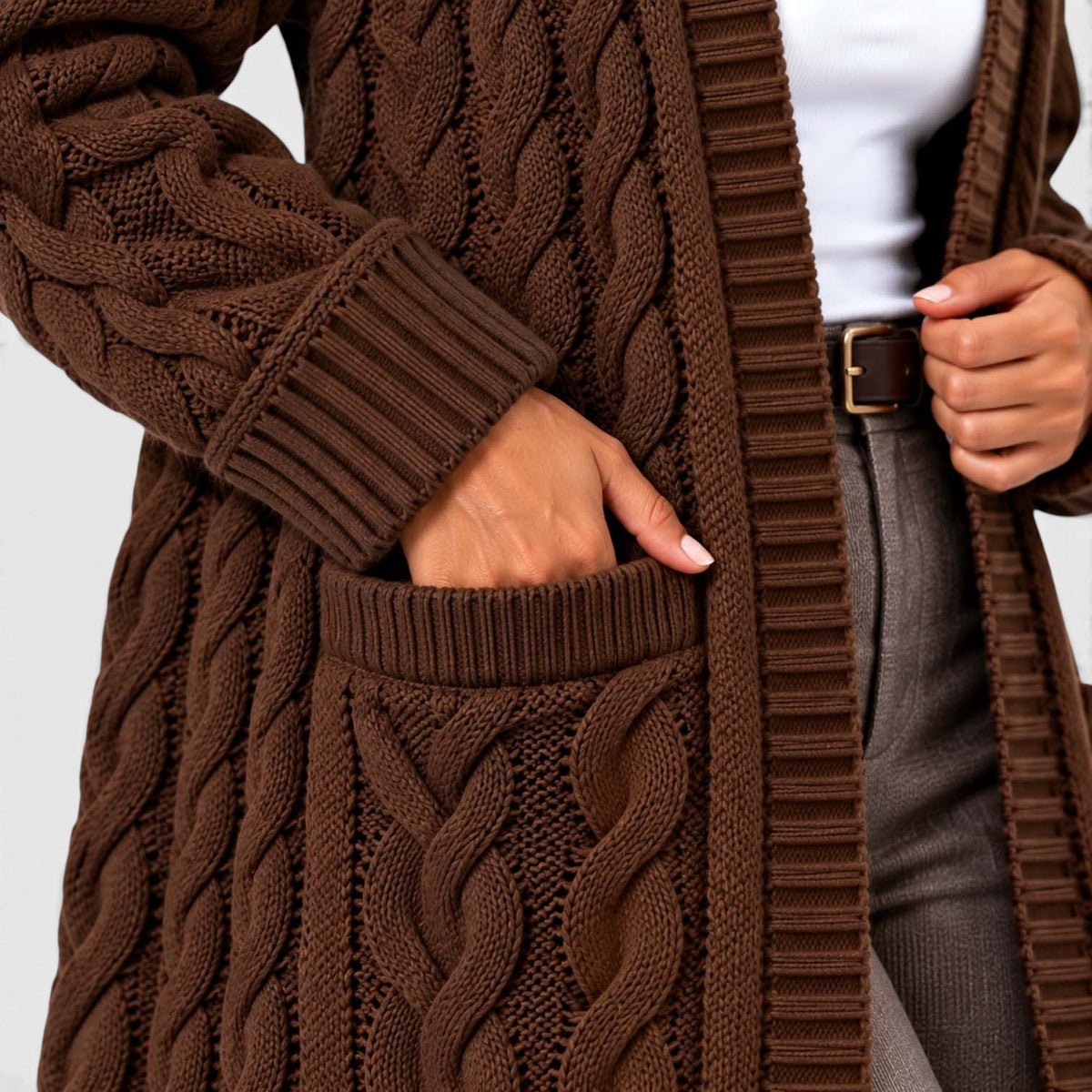 Monvaline | Women's Chunky Knit Cardigan Button Front