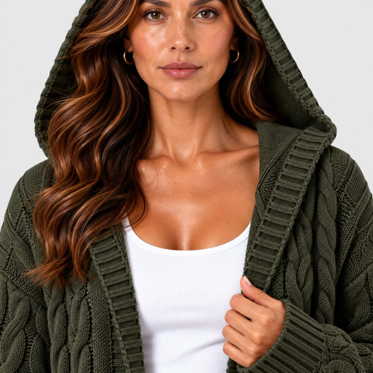 Monvaline | Women's Chunky Knit Cardigan Button Front