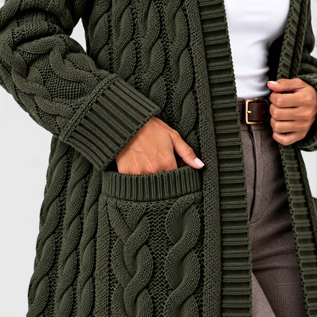 Monvaline | Women's Chunky Knit Cardigan Button Front