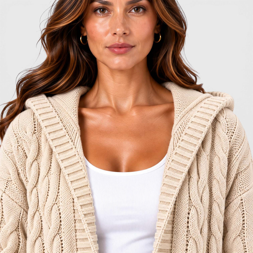 Monvaline | Women's Chunky Knit Cardigan Button Front