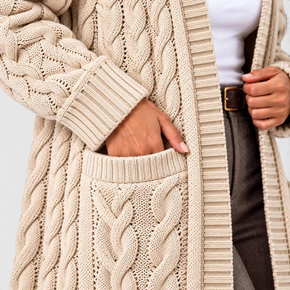 Monvaline | Women's Chunky Knit Cardigan Button Front