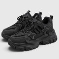 Monvaline | Women's Chunky Platform Sneakers – Lace-Up Star Detail