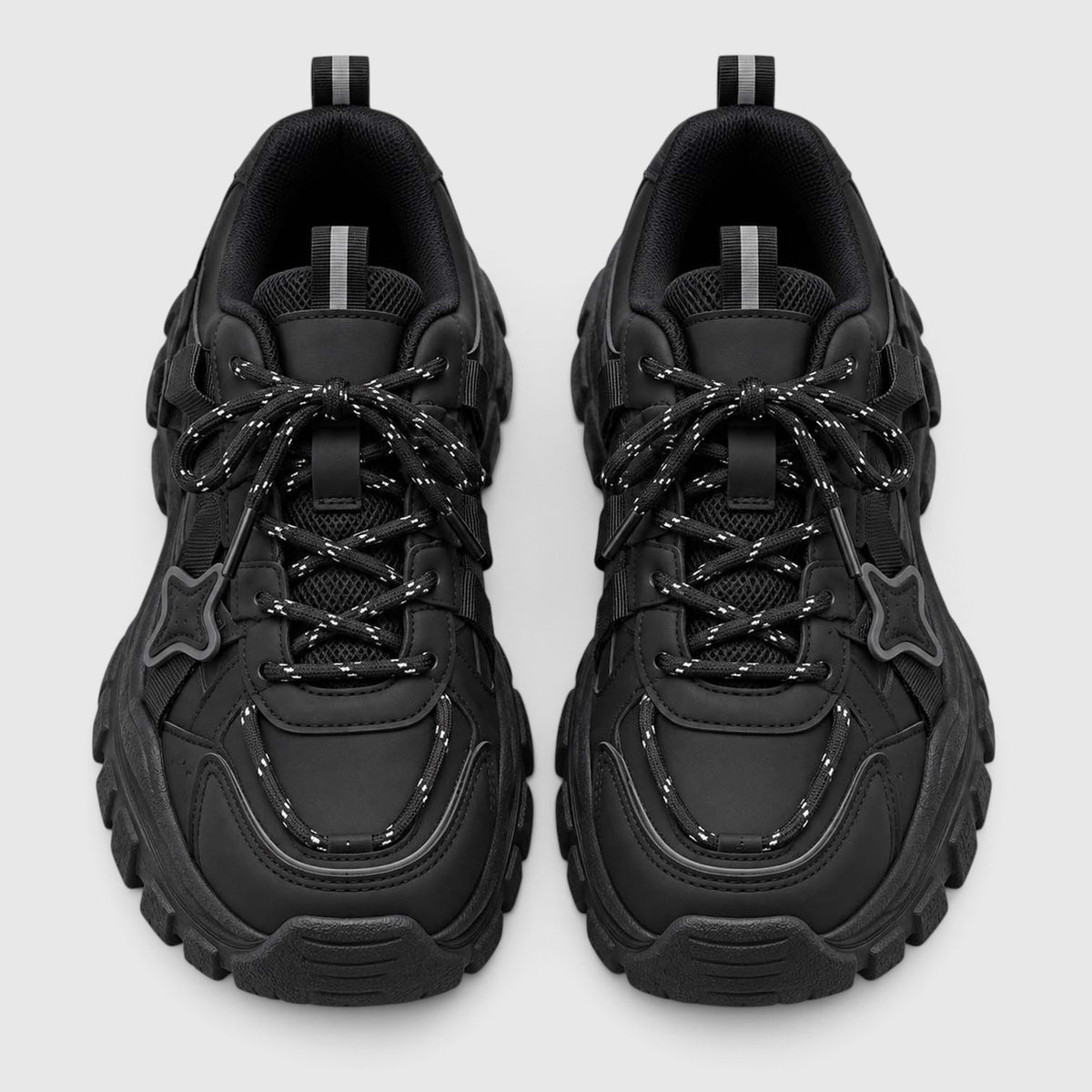 Monvaline | Women's Chunky Platform Sneakers – Lace-Up Star Detail