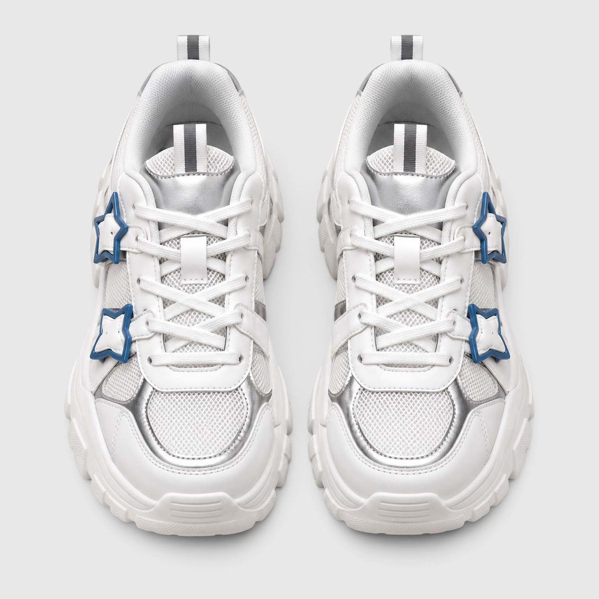 Monvaline | Women's Chunky Platform Sneakers – Lace-Up Star Detail