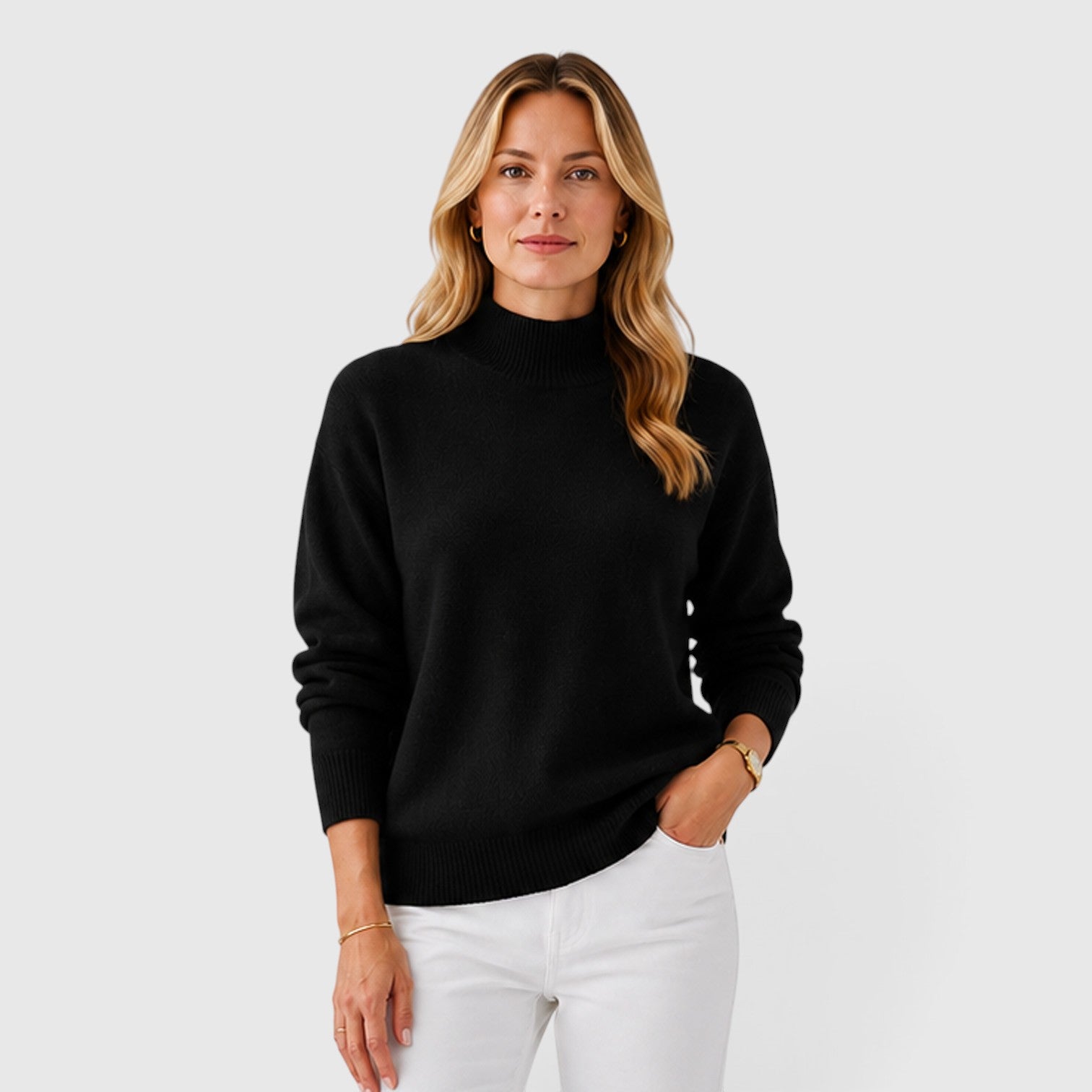 Monvaline | Women's Classic Half High Collar Soft Knit Jumper