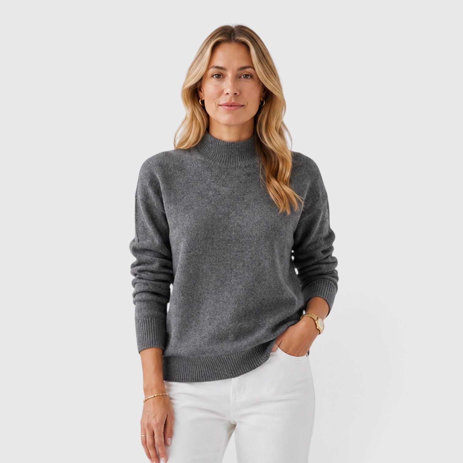 Monvaline | Women's Classic Half High Collar Soft Knit Jumper