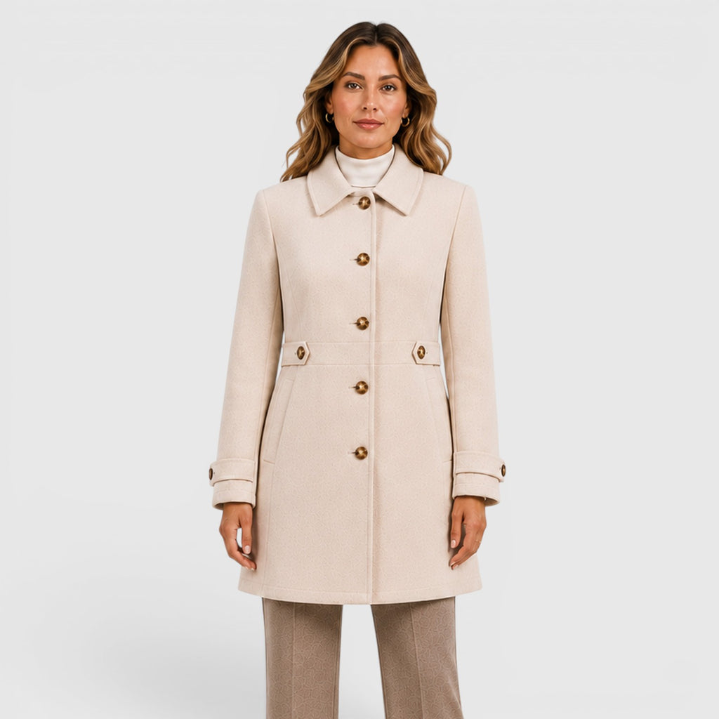 Monvaline | Women's Classic Mid-Length Single-Breasted Wool Coat