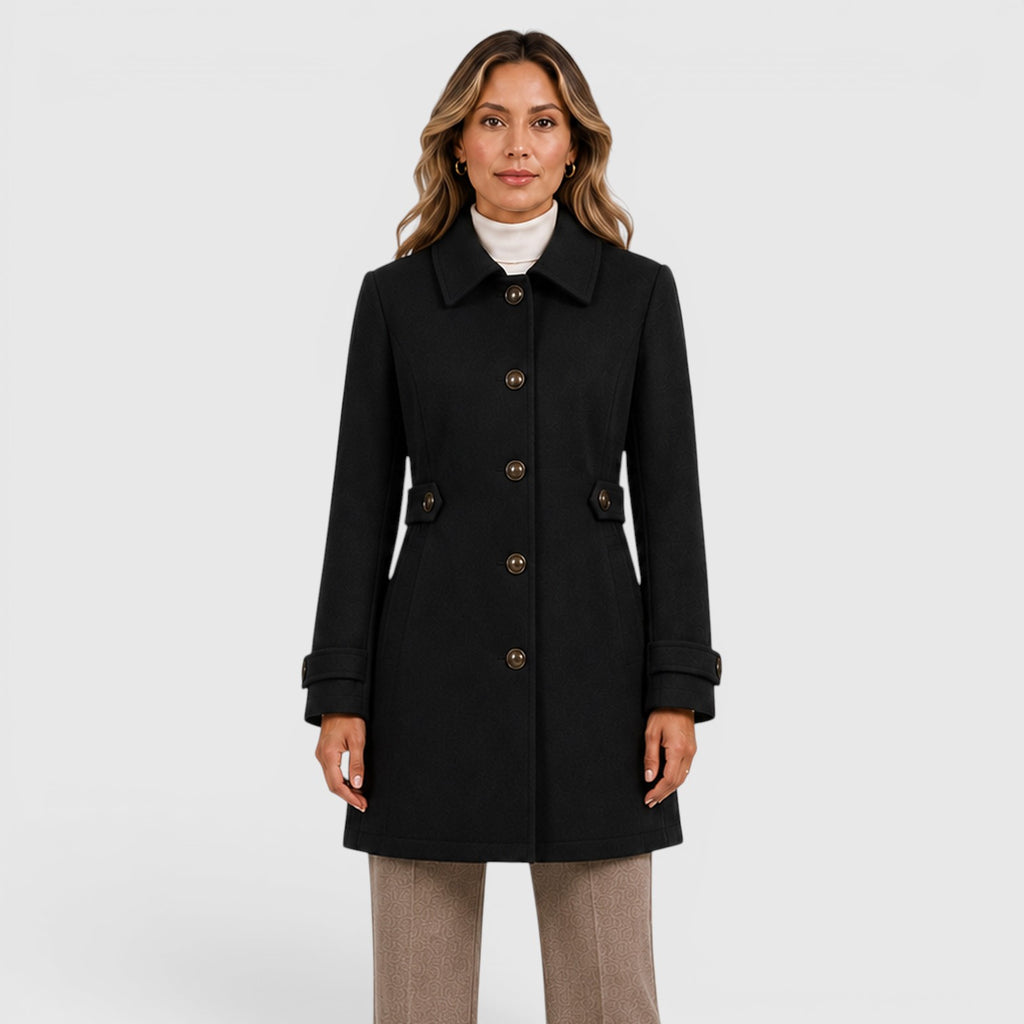 Monvaline | Women's Classic Mid-Length Single-Breasted Wool Coat