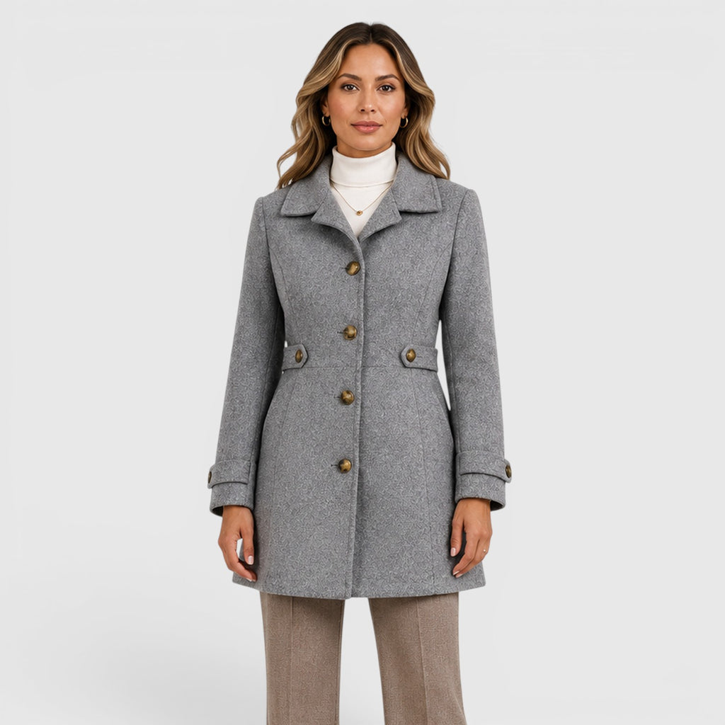 Monvaline | Women's Classic Mid-Length Single-Breasted Wool Coat
