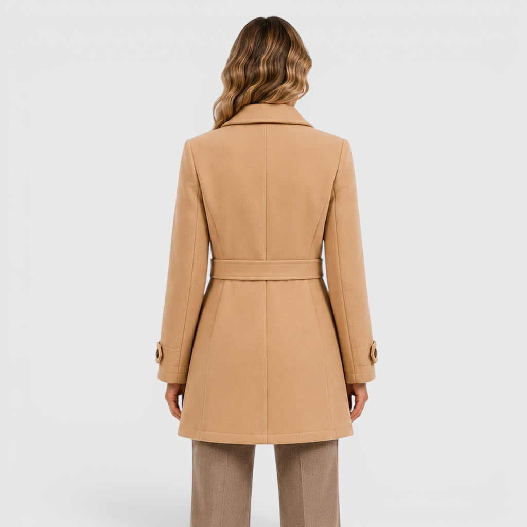 Monvaline | Women's Classic Mid-Length Single-Breasted Wool Coat