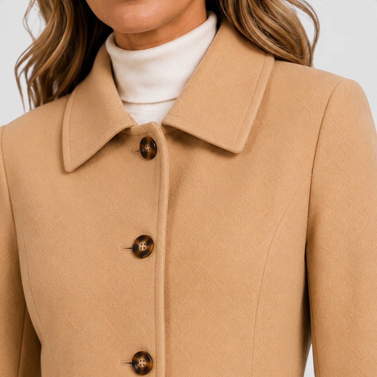 Monvaline | Women's Classic Mid-Length Single-Breasted Wool Coat