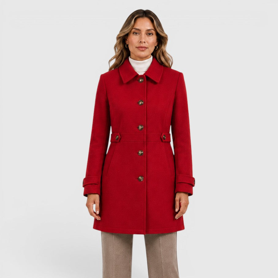 Monvaline | Women's Classic Mid-Length Single-Breasted Wool Coat