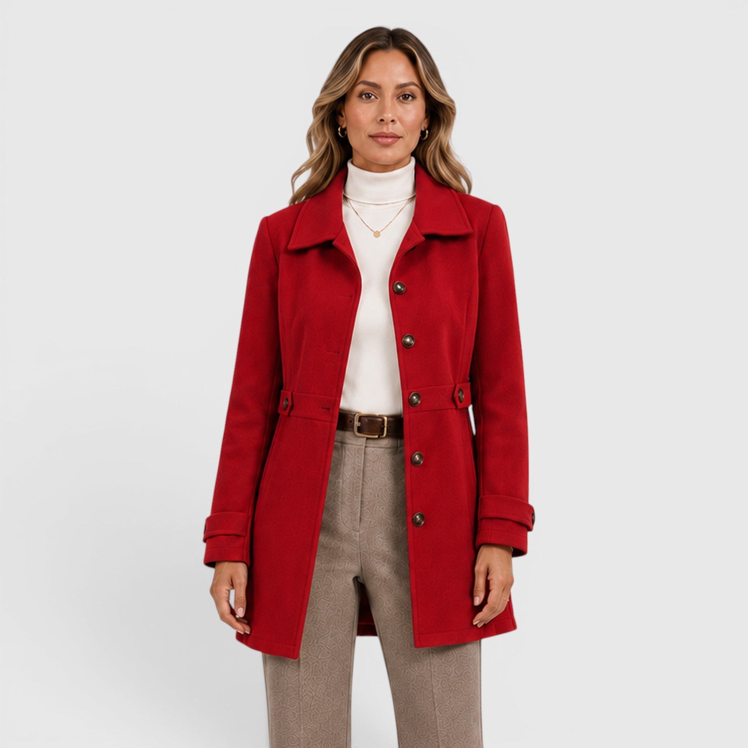 Monvaline | Women's Classic Mid-Length Single-Breasted Wool Coat
