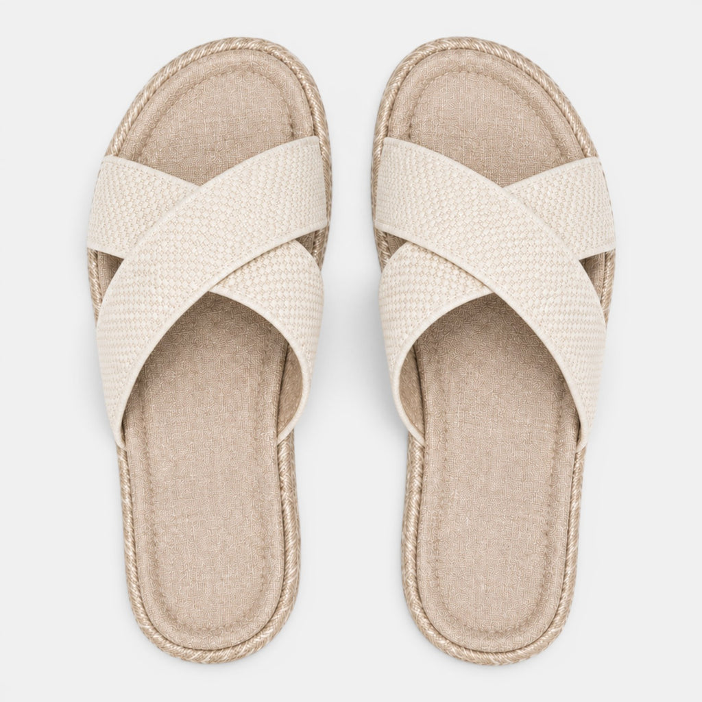 Monvaline | Women's Comfortable Cream Casual Sandals for Everyday Wear