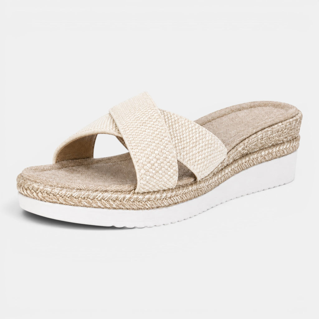 Monvaline | Women's Comfortable Cream Casual Sandals for Everyday Wear