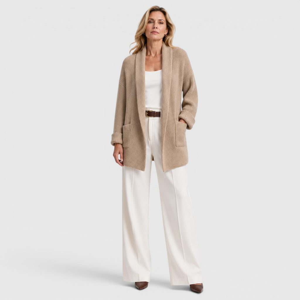 Monvaline | Women's Comfortable Long Sleeve Open Front Knit Cardigan