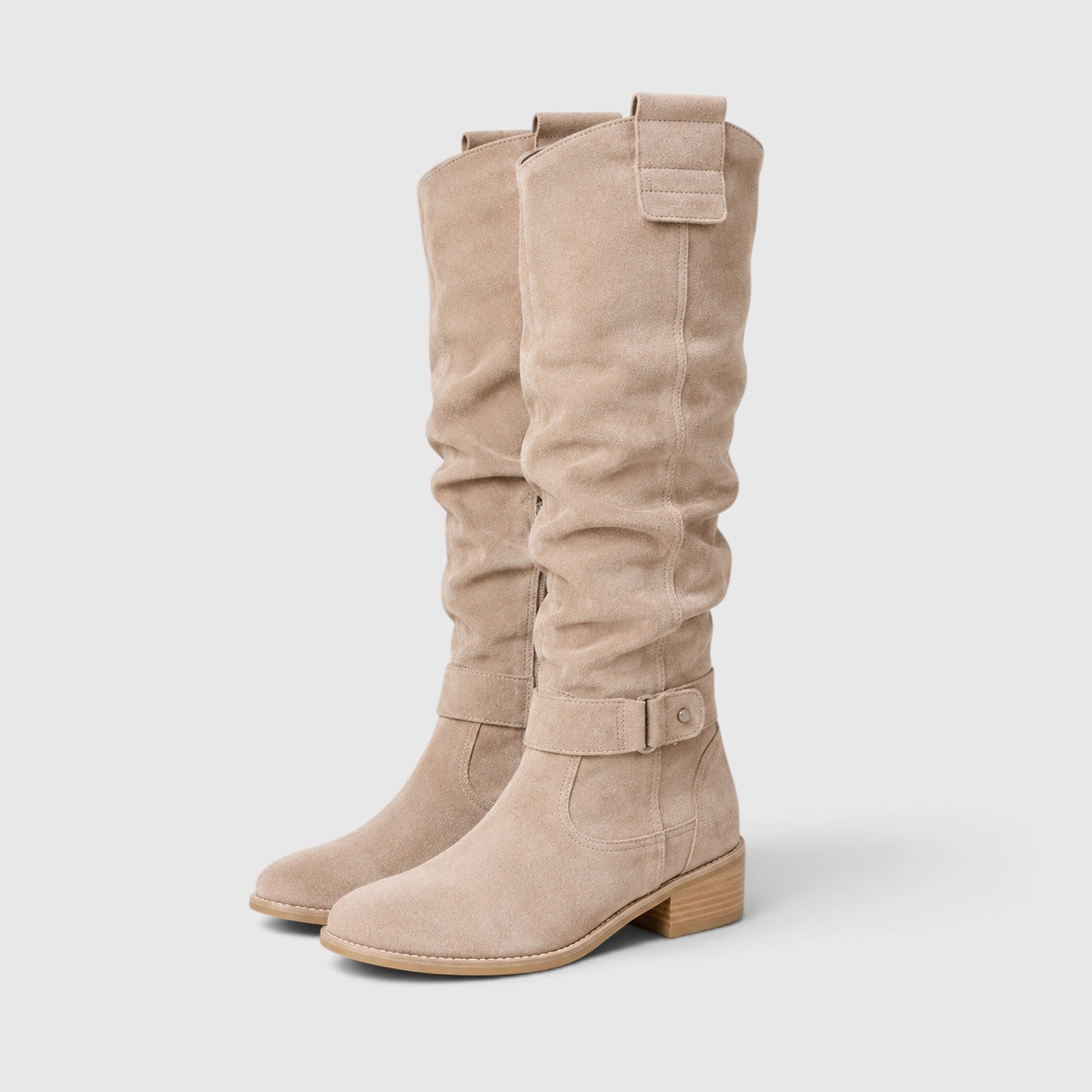Monvaline | Women's Comfortable Suede Knee High Boots with Side Zipper