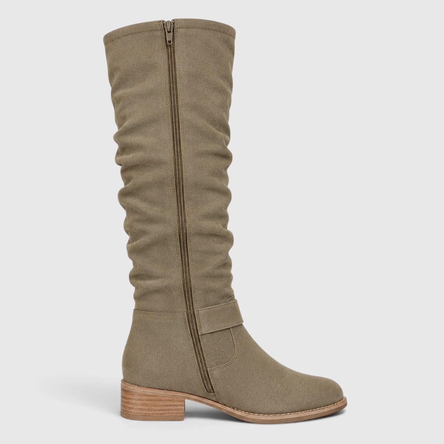 Monvaline | Women's Comfortable Suede Knee High Boots with Side Zipper