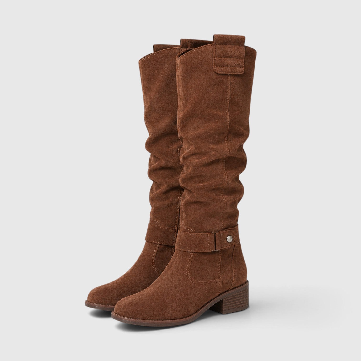 Monvaline | Women's Comfortable Suede Knee High Boots with Side Zipper
