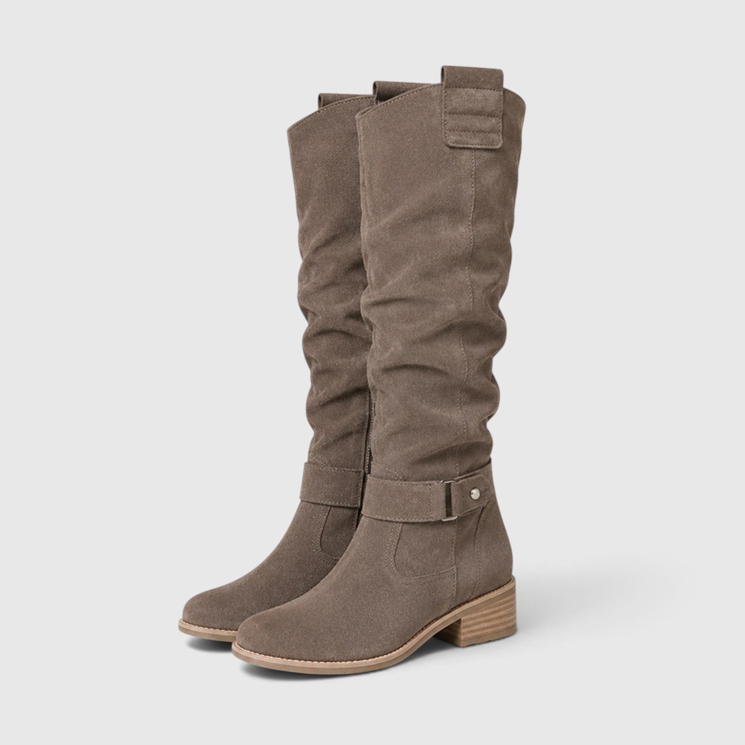 Monvaline | Women's Comfortable Suede Knee High Boots with Side Zipper