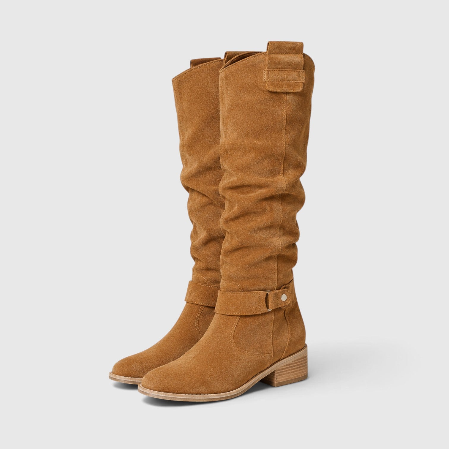 Monvaline | Women's Comfortable Suede Knee High Boots with Side Zipper